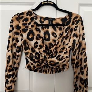 Cheetah print low cut crop top